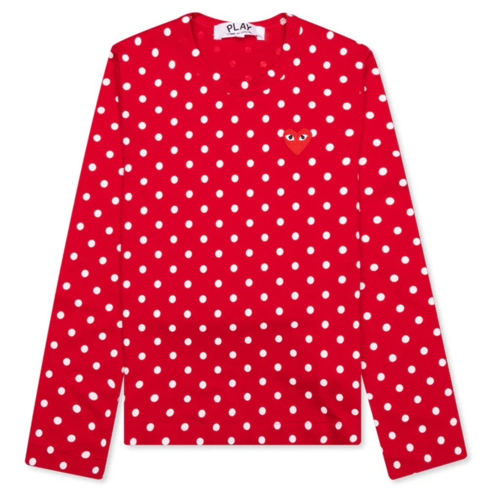 Comme des Garçons Red Polka Dot Long Sleeve Shirt